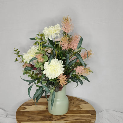 Natives, Dahlia and Rose Arrangement  - Realistic Artificial Flowers