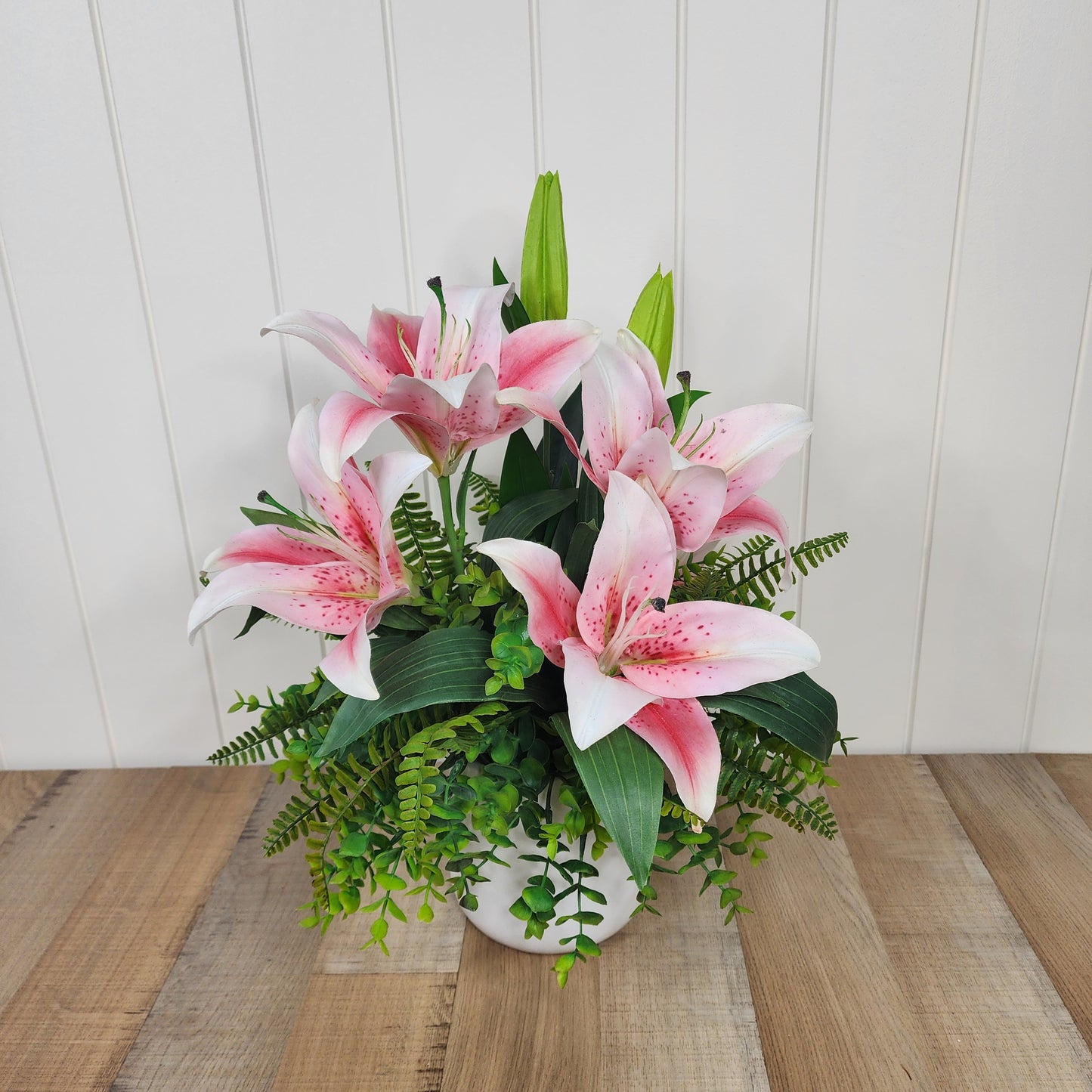Oriental Lily Arrangement Small - Realistic Artificial Flowers