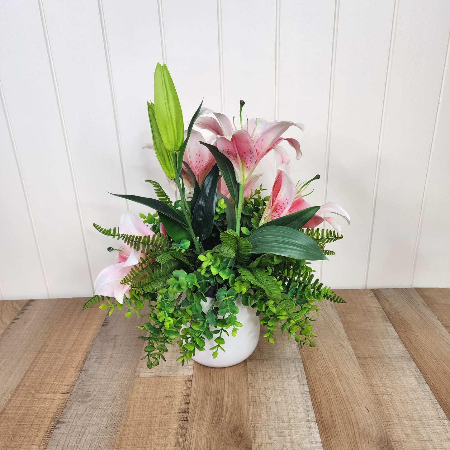 Oriental Lily Arrangement Small - Realistic Artificial Flowers
