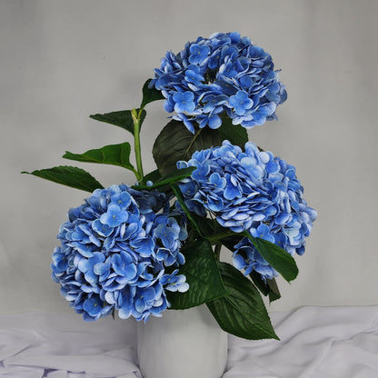 Dark Blue Hydrangeas in Ceramic Vase - Realistic Artificial Flowers