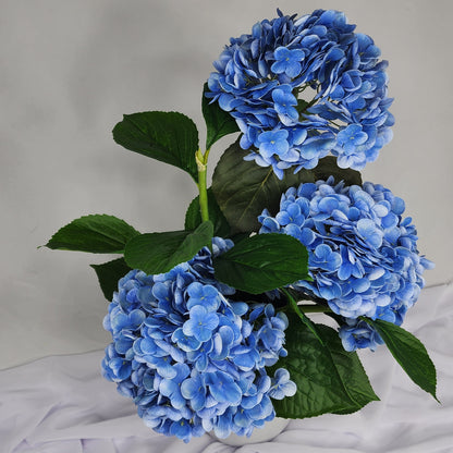 Dark Blue Hydrangeas in Ceramic Vase - Realistic Artificial Flowers