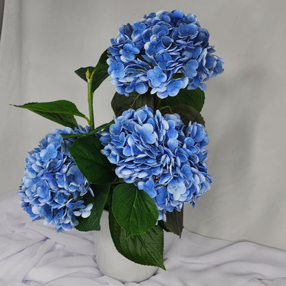 Dark Blue Hydrangeas in Ceramic Vase - Realistic Artificial Flowers