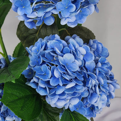 Dark Blue Hydrangeas in Ceramic Vase - Realistic Artificial Flowers