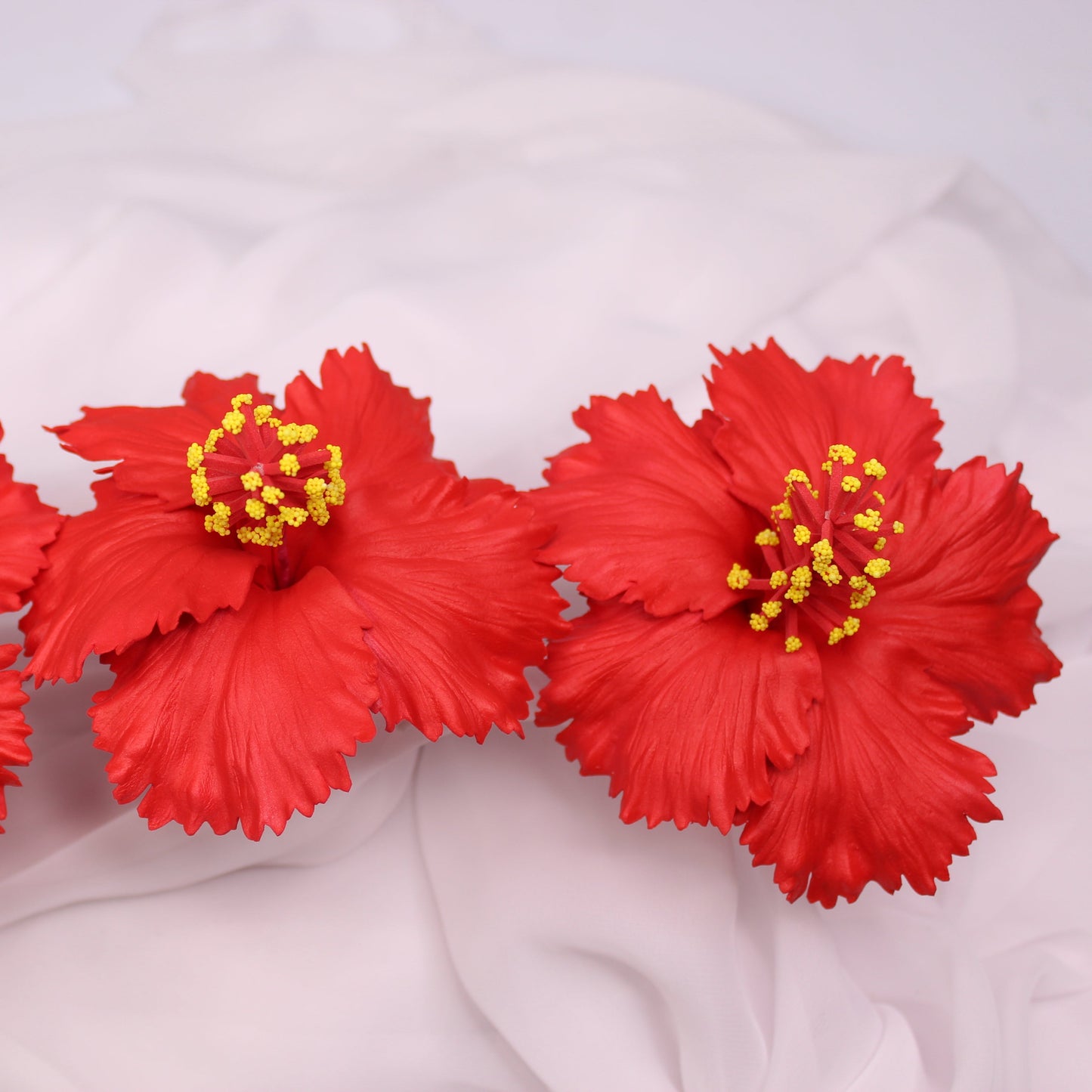 Bright Red Hibiscus Real Touch Flowerhead