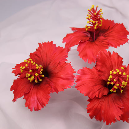 Bright Red Hibiscus Real Touch 11 cm Flowerhead