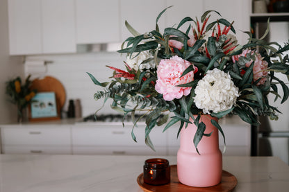 Pink Garden Blooms in Ceramic Vase - Realistic Artificial Flowers