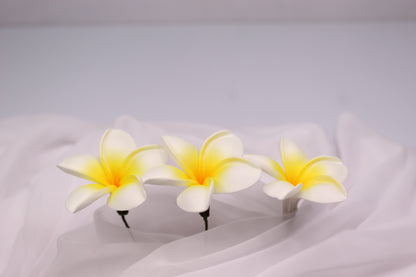 Sunlit Ivory Frangipani Real Touch ( 6 Pack ) - Realistic Artifical Flowers