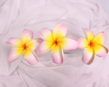 Soft Pink and Yellow Frangipani Real Touch ( 6 Pack ) - Realistic Artifical Flowers