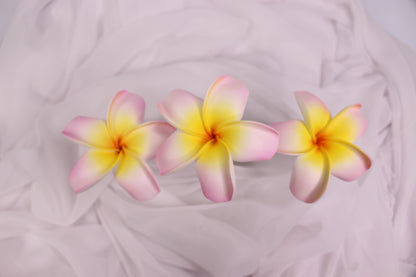 Soft Pink and Yellow Frangipani Real Touch ( 6 Pack ) - Realistic Artifical Flowers