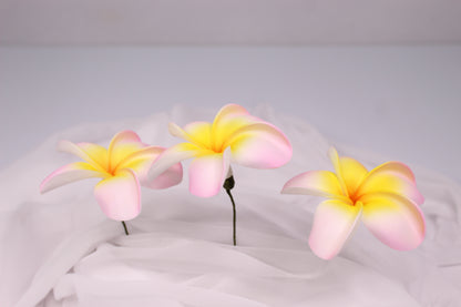 Soft Pink and Yellow Frangipani Real Touch ( 6 Pack ) - Realistic Artifical Flowers