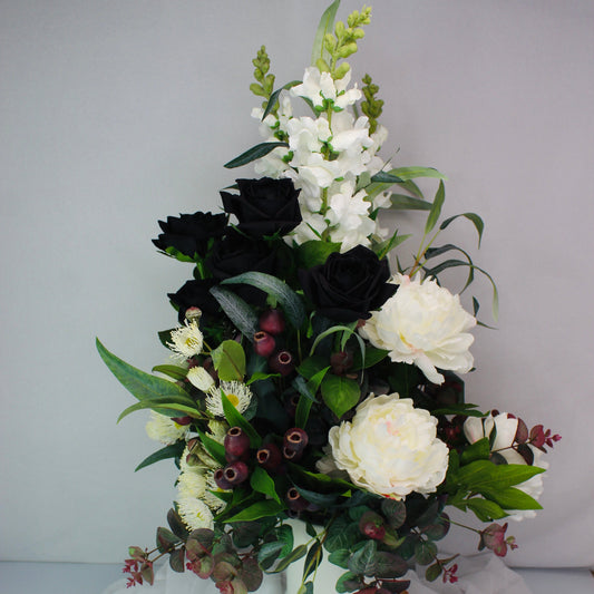 White and Black Beauty Arangement - Realistic Artificial Flowers