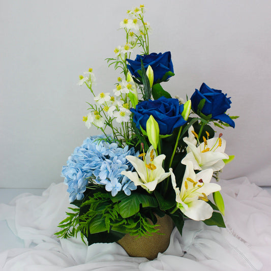 Blue and White Bloom Arrangement -  Realistic Artificial Flowers