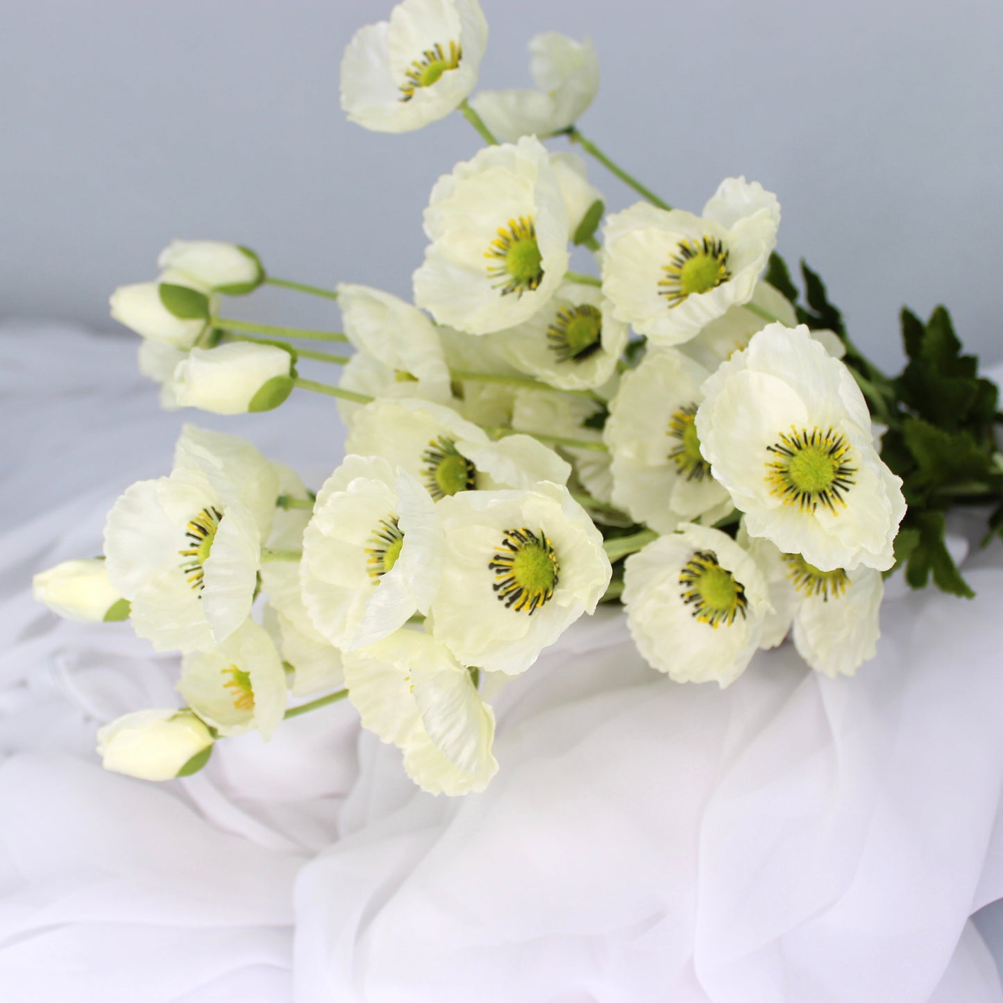 White Poppies - Realistic Artificial Flowers