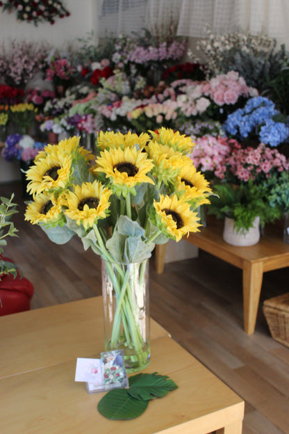 Real Touch Sunflowers in Water