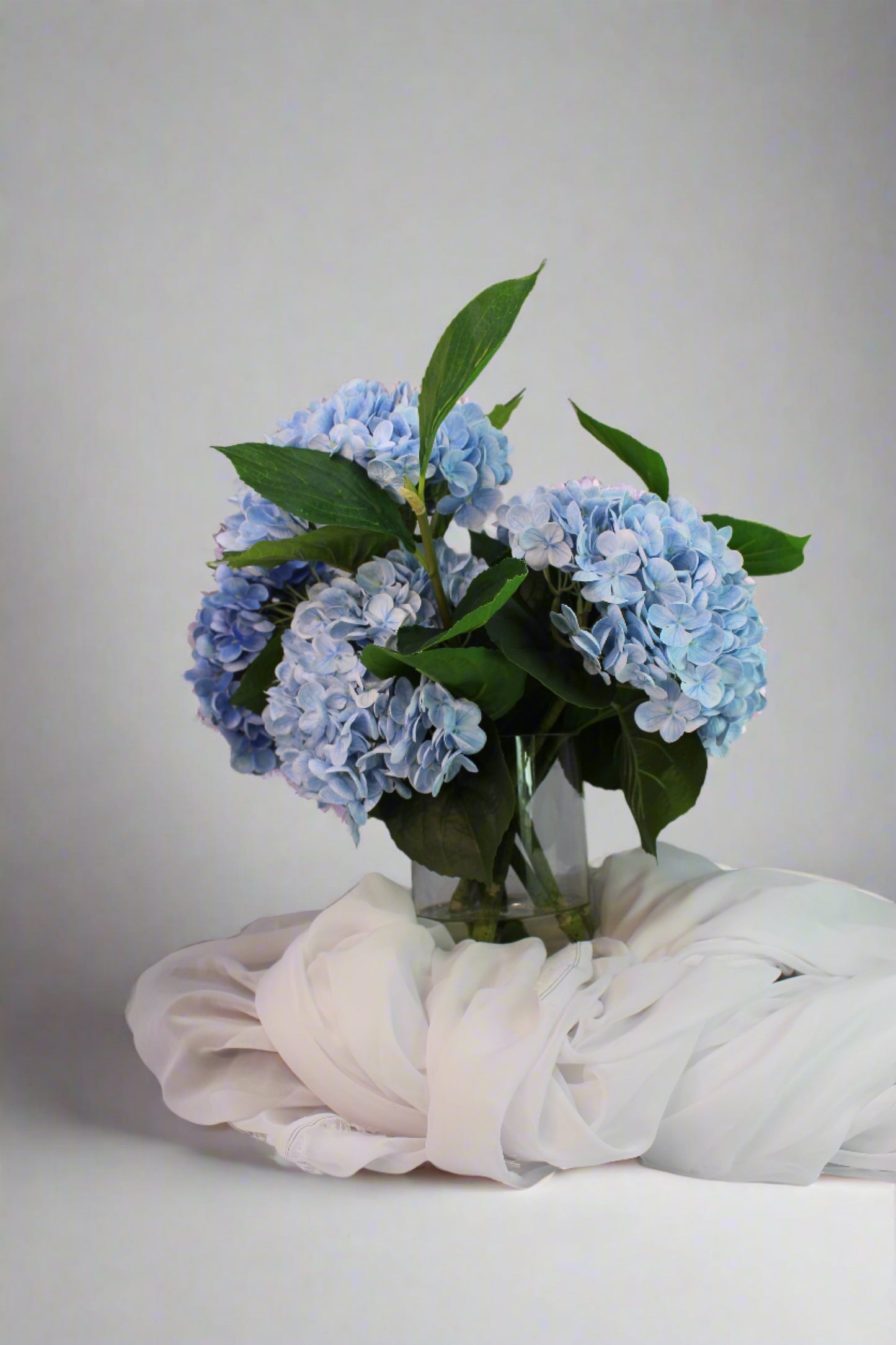 Blue Real Touch Hydrangeas Arranged in Water - Realistic Artificial Flowers