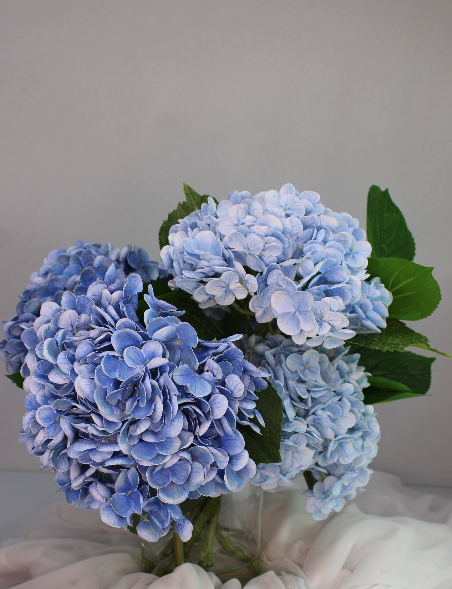 Blue Real Touch Hydrangeas Arranged in Water - Realistic Artificial Flowers