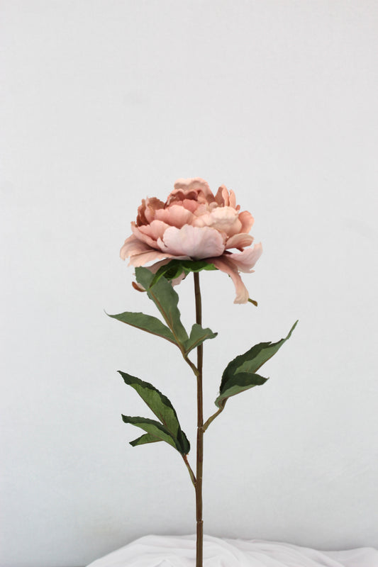 Dusty Pink Silk Touch Peony Stem - Realistic Artificial Flowers