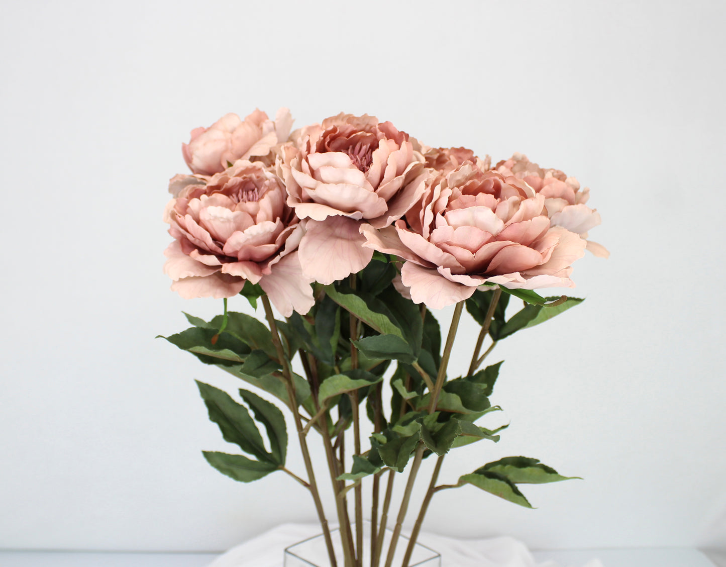 Dusty Pink Silk Touch Peony Stem - Realistic Artificial Flowers