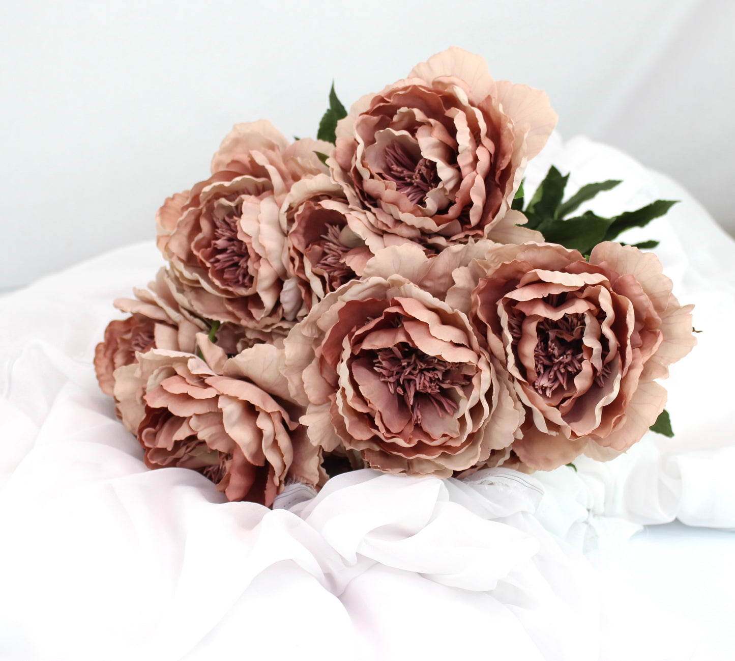 Dusty Pink Silk Touch Peony Stem - Realistic Artificial Flowers