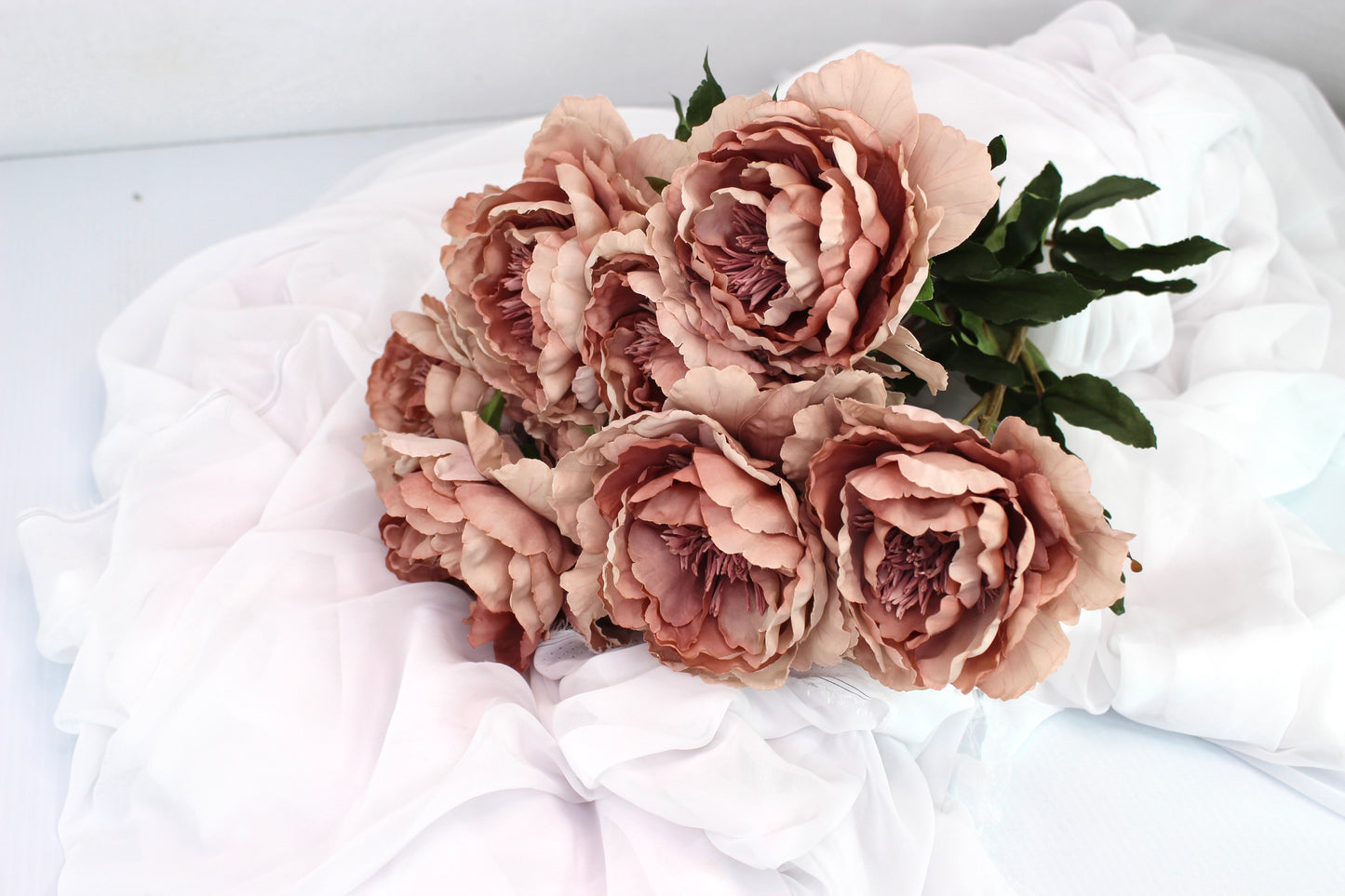 Dusty Pink Silk Touch Peony Stem - Realistic Artificial Flowers