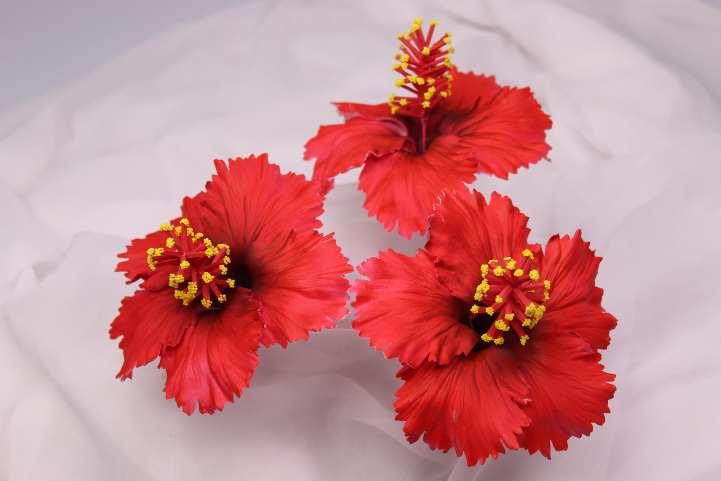 Burgundy Hibiscus Real Touch Flowerhead ( 6 Pack )- Realistic Artificial Flowers