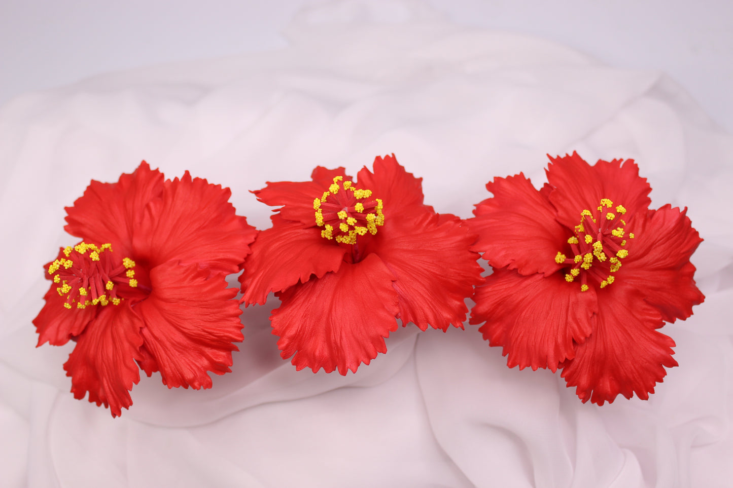 Tropical Flame Hibiscus Real Touch Flowerhead ( 6 Pack ) - Realistic Artifical Flowers