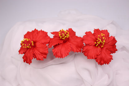 Tropical Flame Hibiscus Real Touch Flowerhead ( 6 Pack ) - Realistic Artifical Flowers