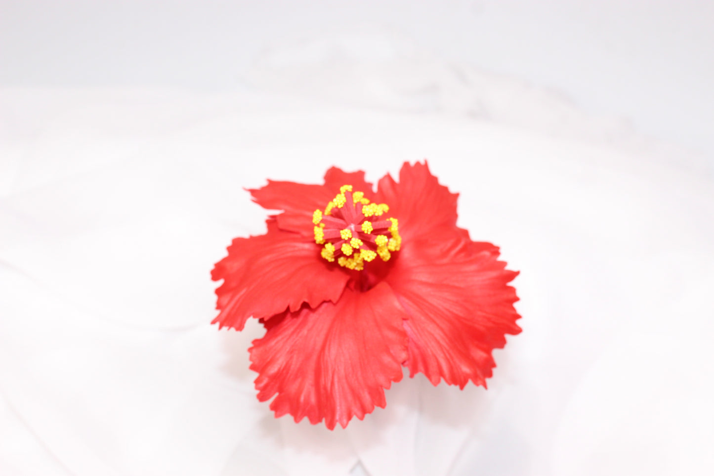 Bright Red Hibiscus Real Touch Flowerhead ( 6 Pack ) - Realistic Artificial Flowers