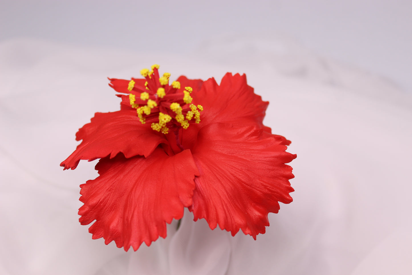 Bright Red Hibiscus Real Touch Flowerhead ( 6 Pack ) - Realistic Artificial Flowers