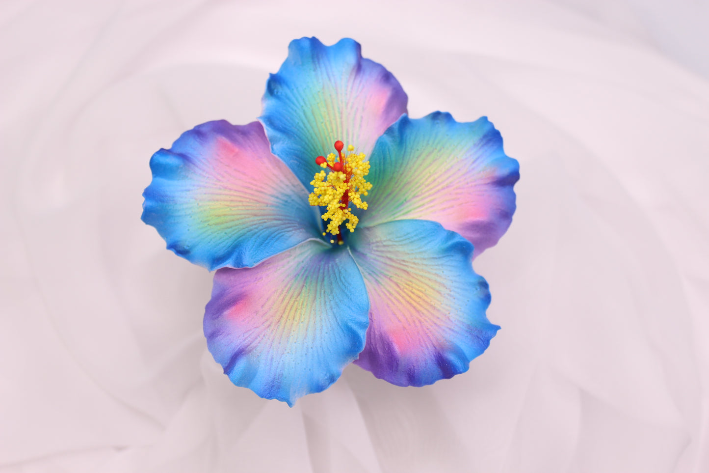 Shimmery Blue Hibiscus Real Touch Flowerhead ( 6 Pack )- Realistic Artificial Flowers