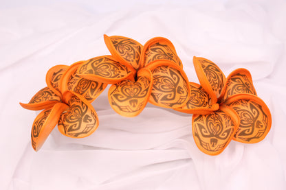 Sunset Orange  Turtle Frangipani Real Touch ( 6 Pack ) - Realistic Artifical Flowers