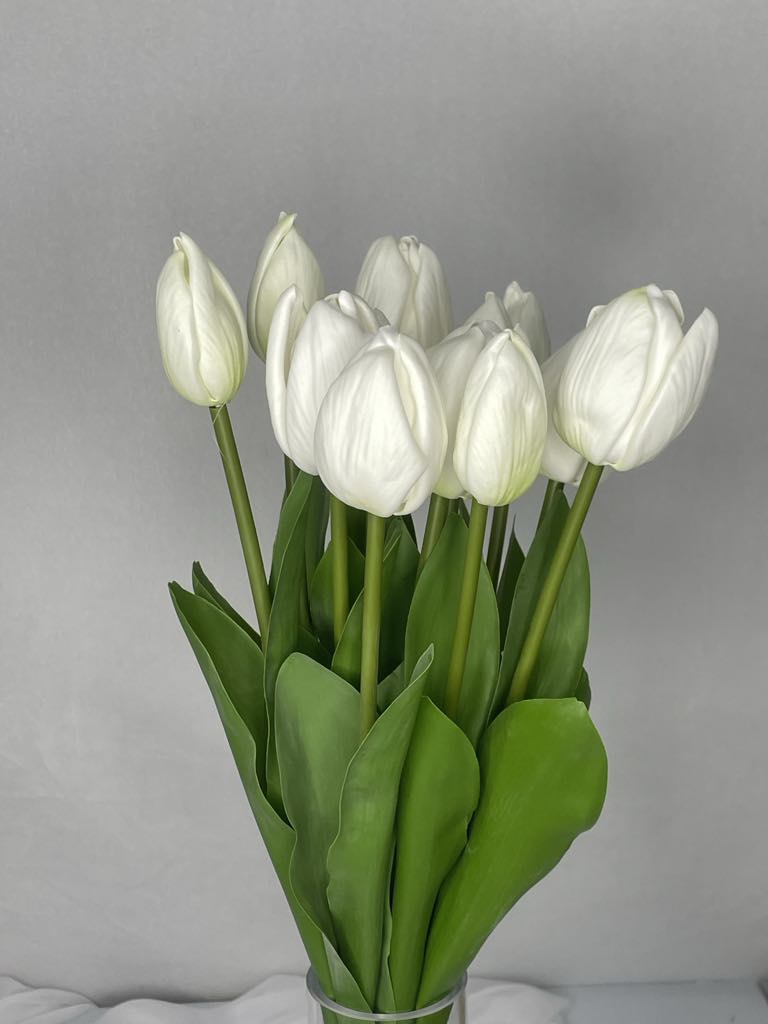 White Tulip Real Touch Bud and Bloom