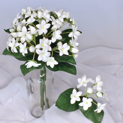 artificial Stephanotis placed in glass transparent glass