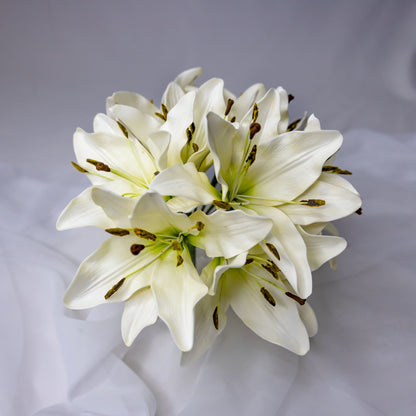 artificial white asiatic lily flowers