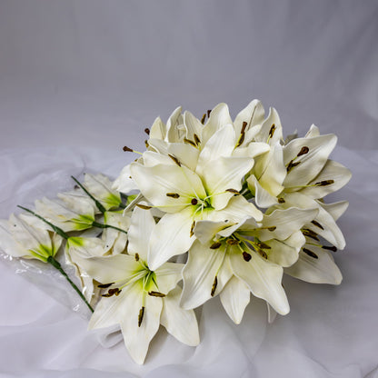 artificial white asiatic lily flowers