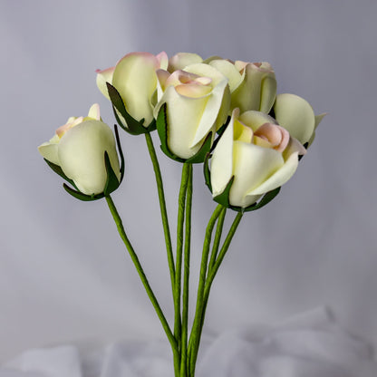 artificial white pink velveteen rose buds