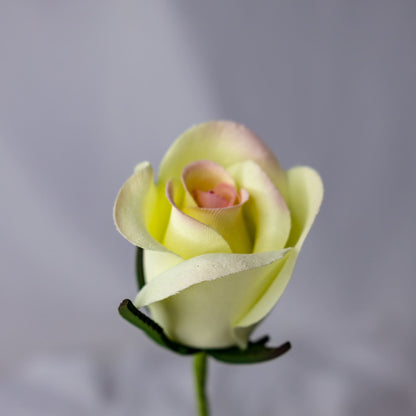 artificial white pink velveteen rose bud