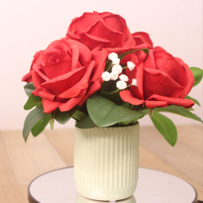 Romantic Red Rose Arrangement in Textured Vase