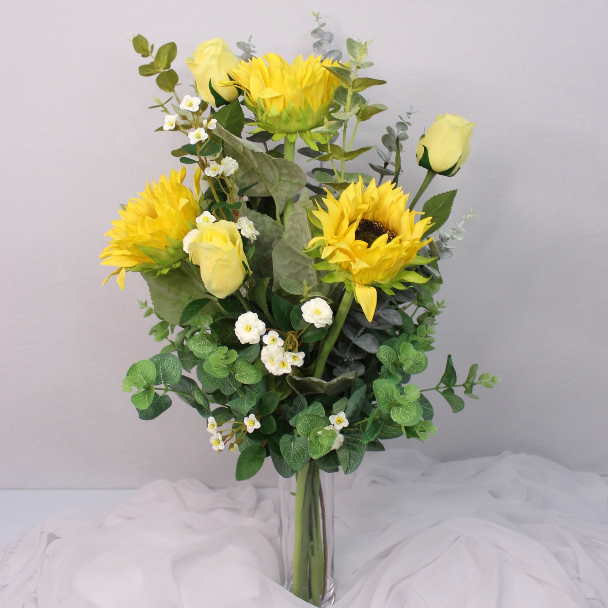 Real Touch Sunflower and Rose Bouquet