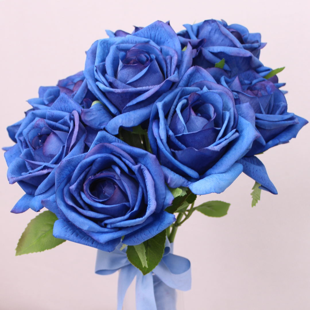 Blue Rose Bouquet - Realistic Artificial Flowers