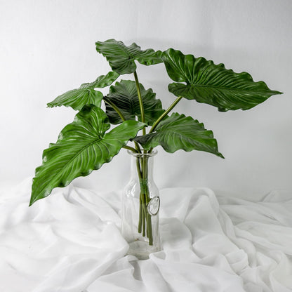 artificial Medium Calla Leaves in glass vase