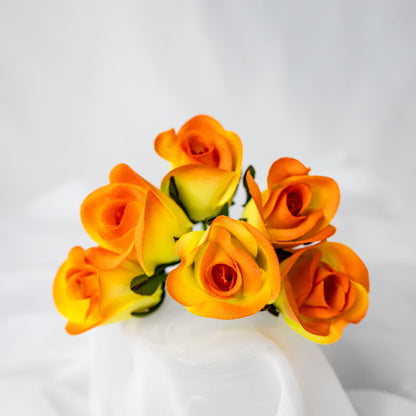 artificial Orange Velveteen rose Buds top view