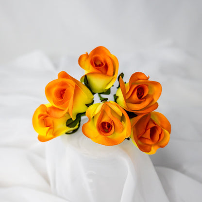 artificial Orange Velveteen rose Buds top view