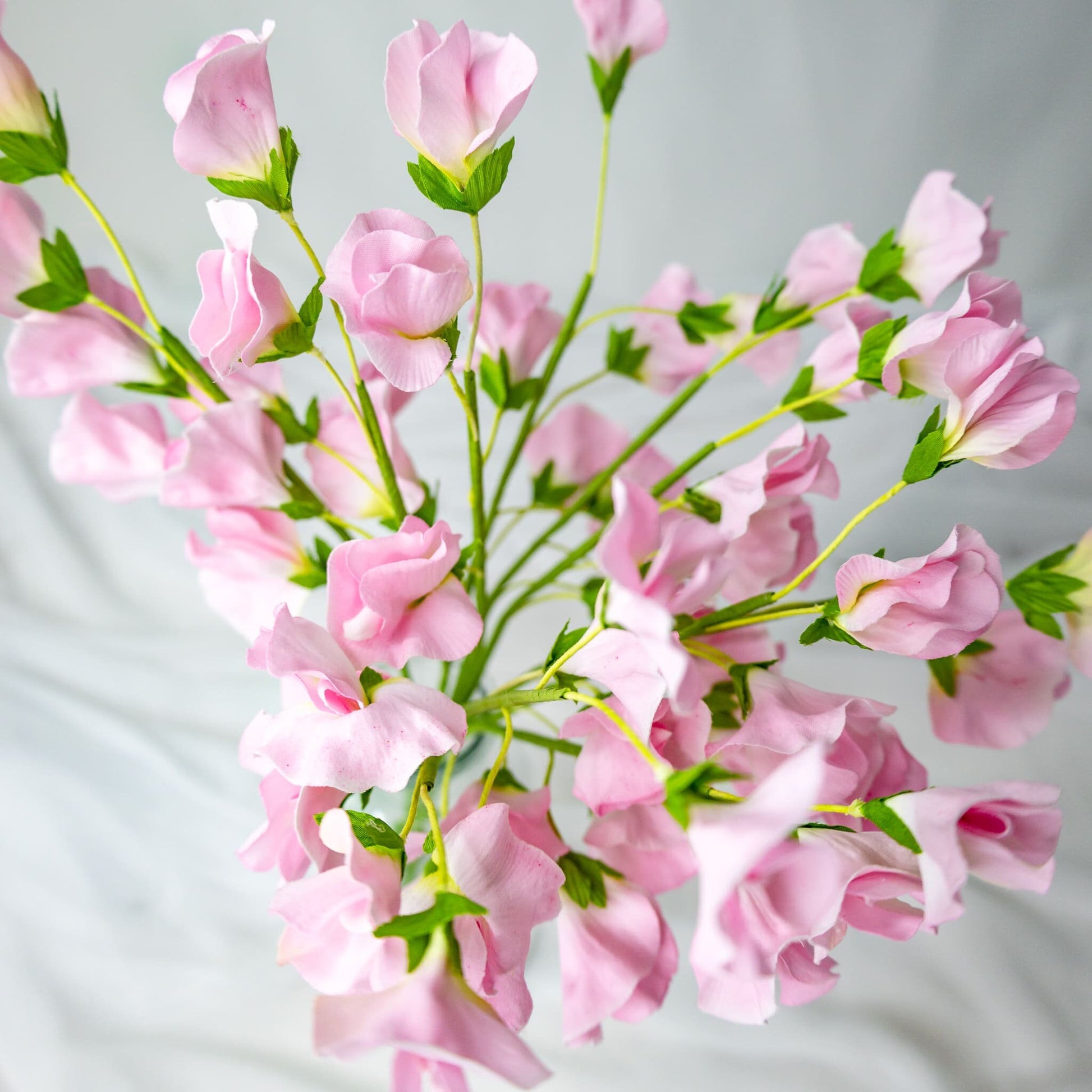 artificial Pink Sweet Peas top view