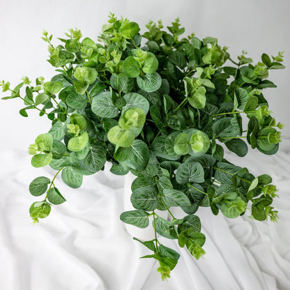 artificial Green Felt Gum in white vase top view