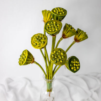 artificial Lotus Pod in clear vase