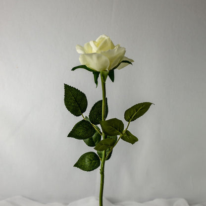 artificial Off White Real Touch Open Bloom Rose