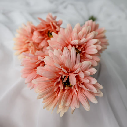 Artificial pale pink gerberas top view