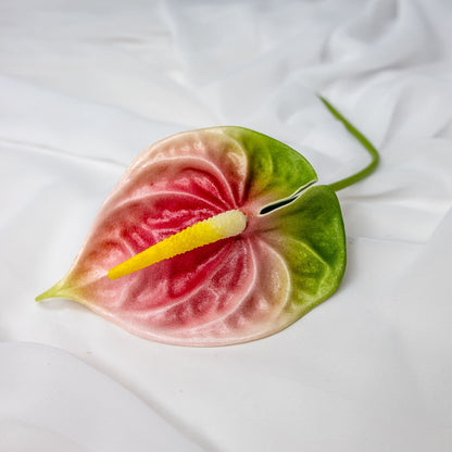 artificial Pink/Green Small Anthurium