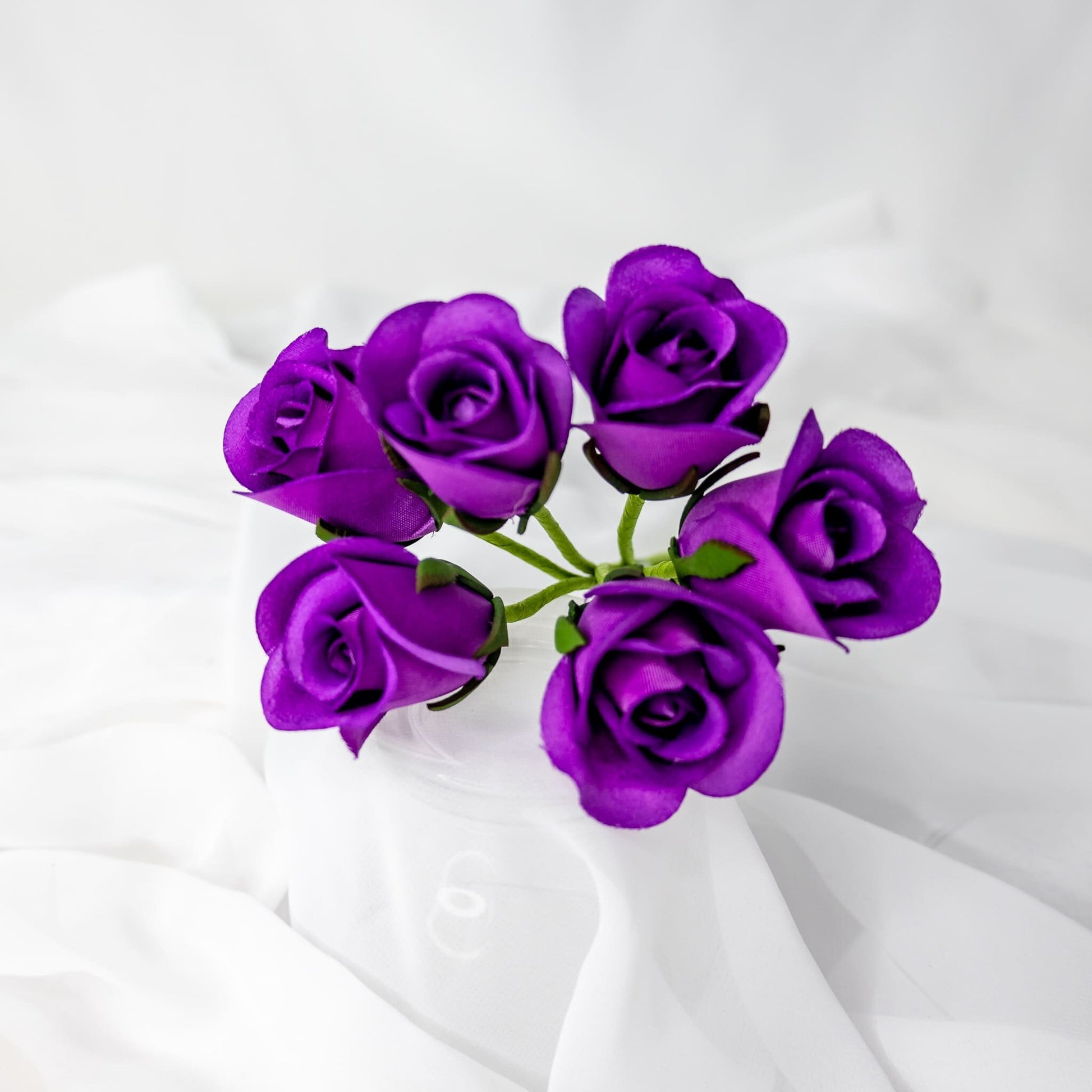 artificial Purple Velveteen rose Buds top view